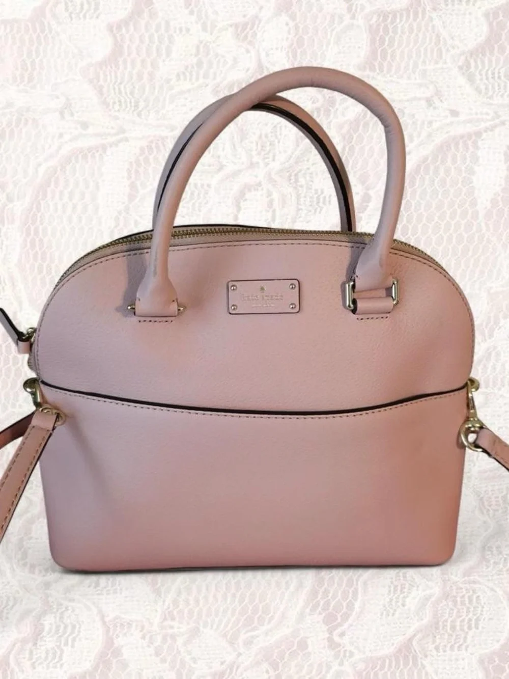Kate Spade Grove Street Carli leather satchel in a soft dusty pink